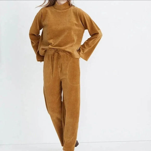 Madewell Texture & Thread Velour Corduroy Mockneck Top XS Boxy Comfort - Picture 2 of 12